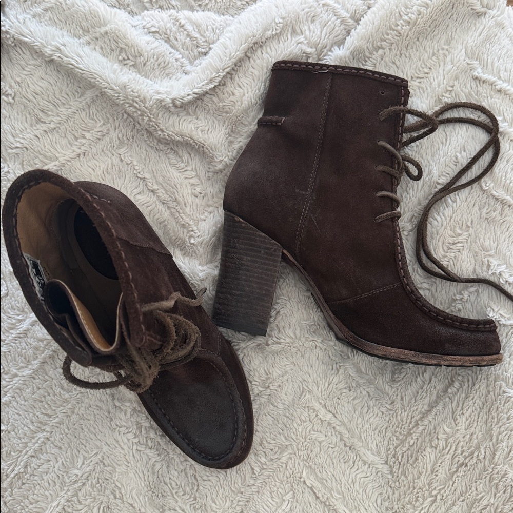 Frye Parker Moc Ankle Charcoal Oiled Suede Boots Booties 8 - Picture 4 of 8